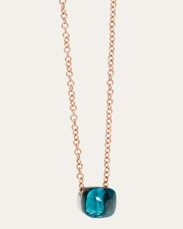 18K Gold Nudo London Blue Topaz Pendant Necklace